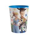 Blue Toy Story plastic cup with Woody and Bo Peep birthday theme from Parte Haus party supply store in Bethesda MD