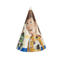 Colorful Toy Story cone hat with Woody and Buzz Lightyear birthday theme from Parte Haus party supply store in Bethesda Maryland