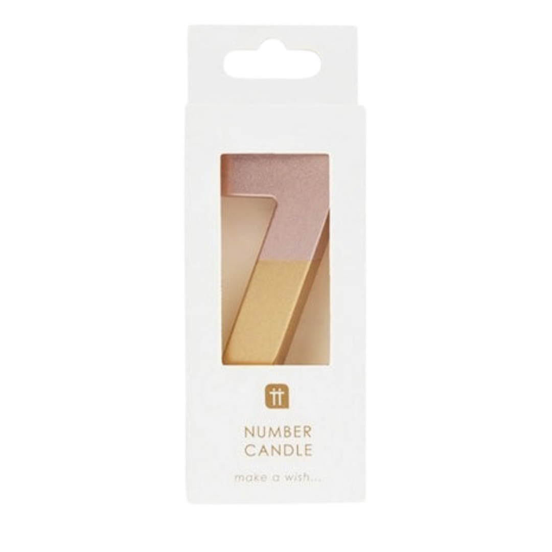 Pink and Gold Ombre 0-9 Number Candles