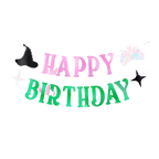 Pink and Green Happy Birthday Witch Banner
