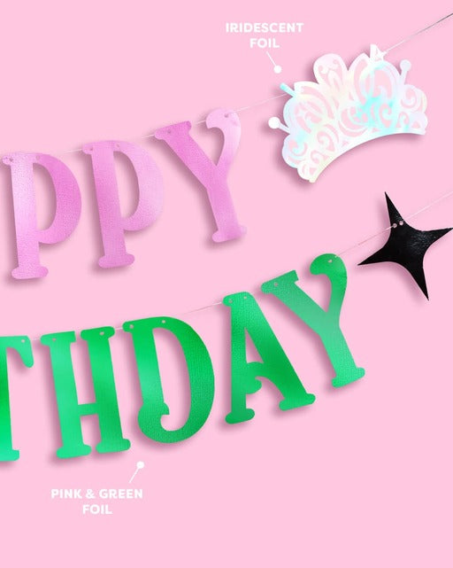 Pink and Green Happy Birthday Witch Banner