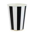 Black Noir and White Cabana Stripe Paper Cups