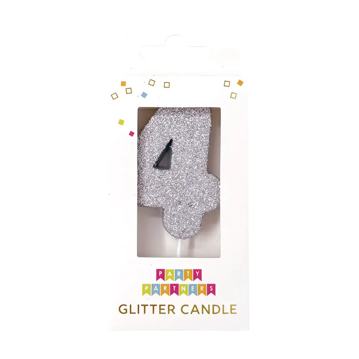 Silver Glitter Number 0-9 Candle Set
