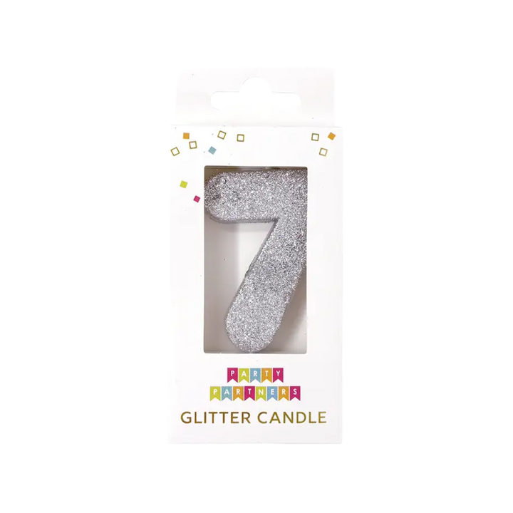 Silver Glitter Number 0-9 Candle Set