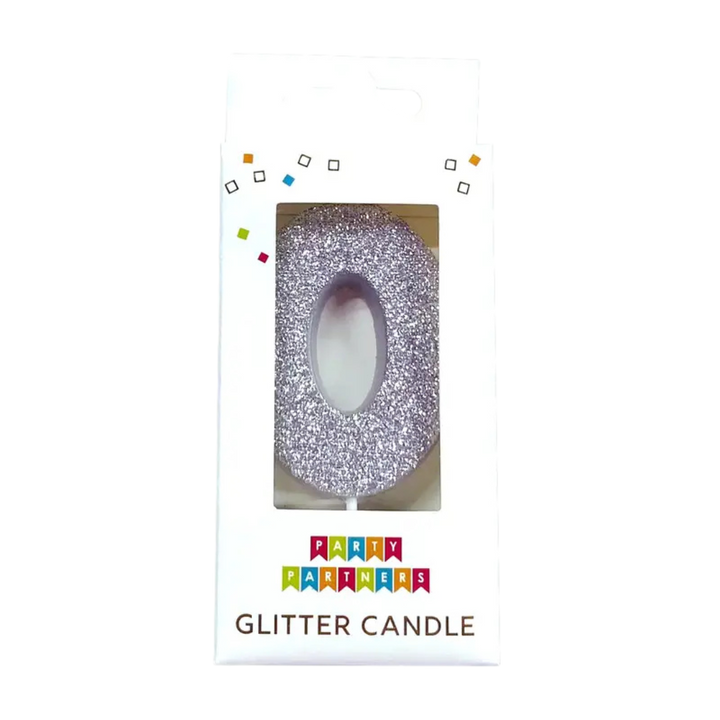Silver Glitter Number 0-9 Candle Set