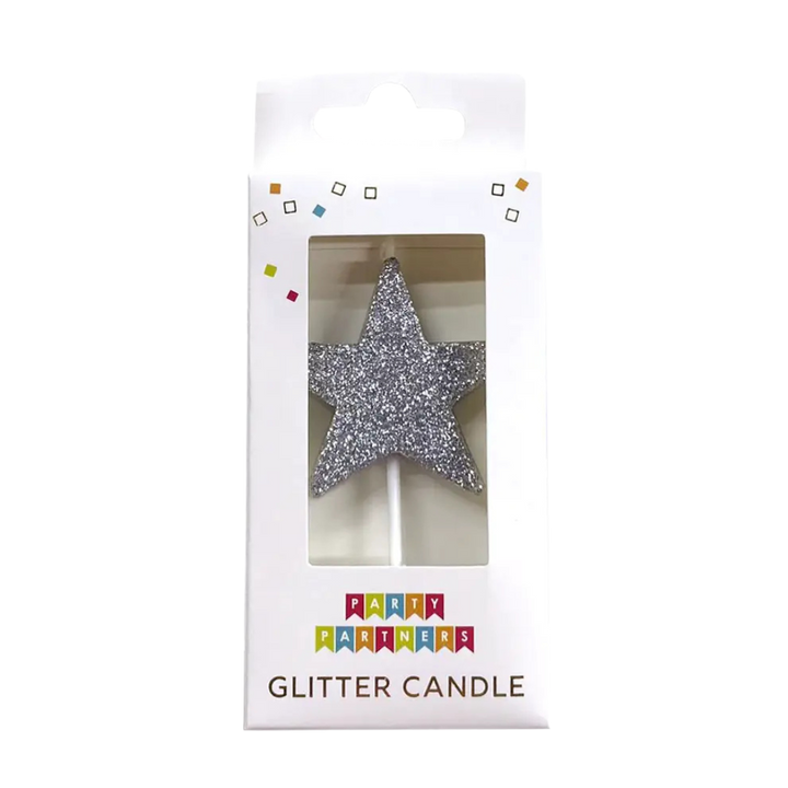 Silver Glitter Number 0-9 Candle Set