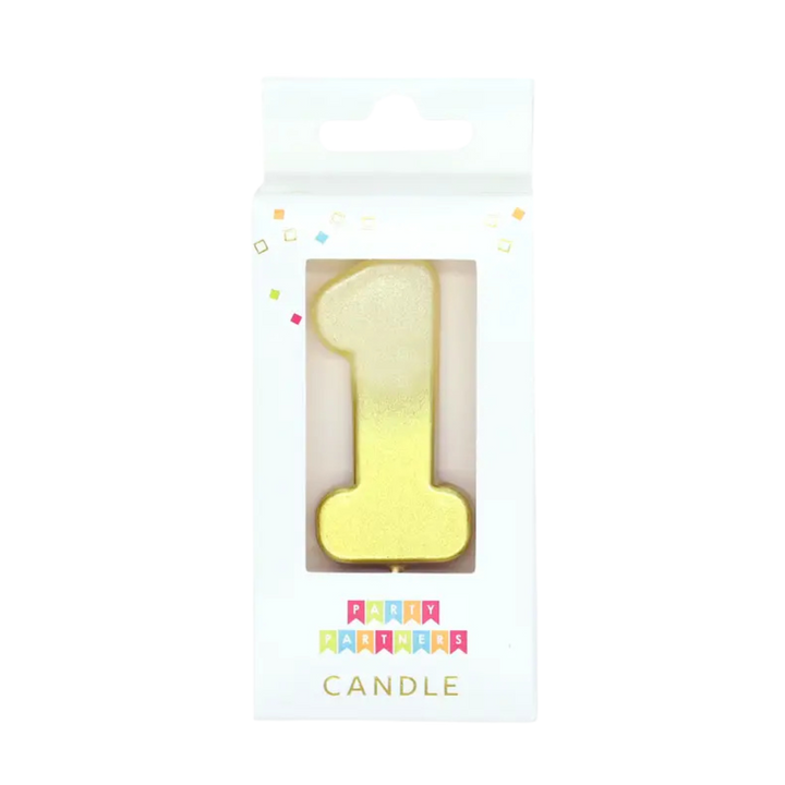 Gold Ombre 0-9 Number Metallic Candle