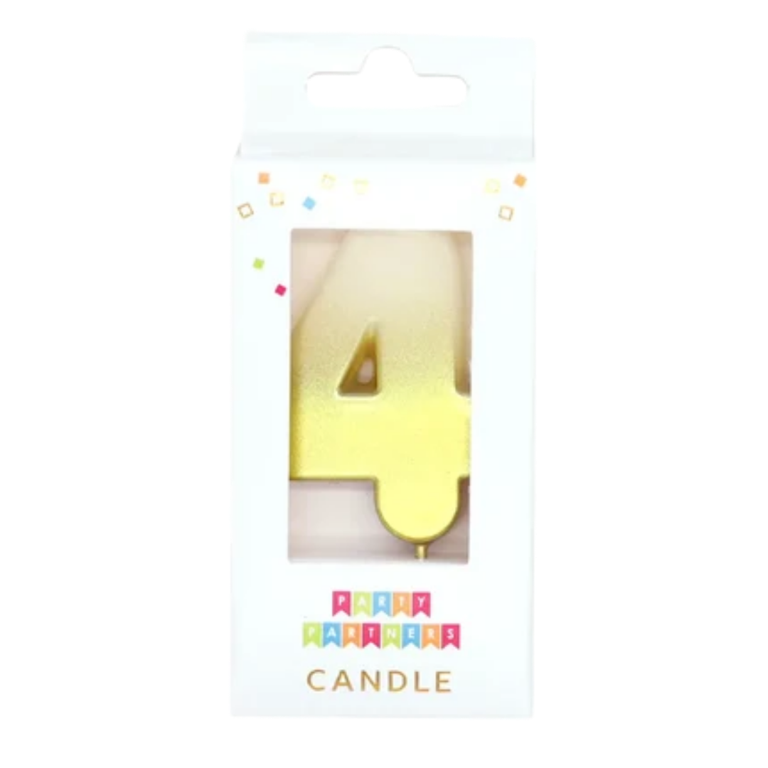 Gold Ombre 0-9 Number Metallic Candle