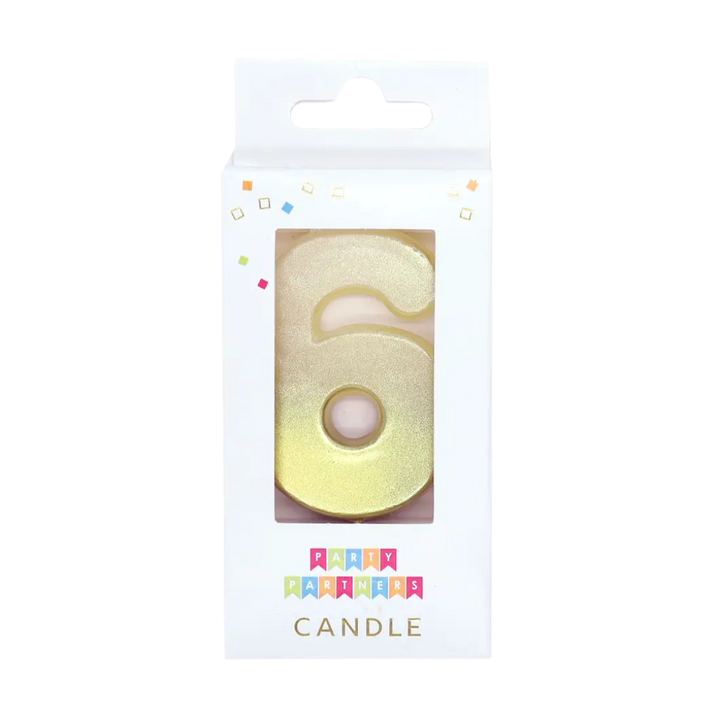 Gold Ombre 0-9 Number Metallic Candle