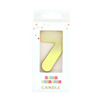 Gold number 7 candle in display box birthday celebration from Parte Haus party supply store in Bethesda MD