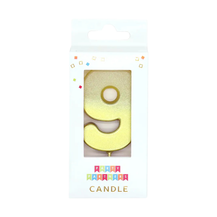 Gold Ombre 0-9 Number Metallic Candle