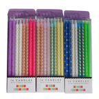 Colorful striped and polka dot birthday candles for celebrations from Parte Haus party supply store in Bethesda MD