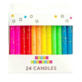 Rainbow glitter birthday candles assorted pack for celebration from Parte Haus party supply store in Bethesda Maryland