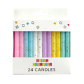 Pastel multicolor candles with gold dots for birthdays from Parte Haus party supply store in Bethesda Maryland