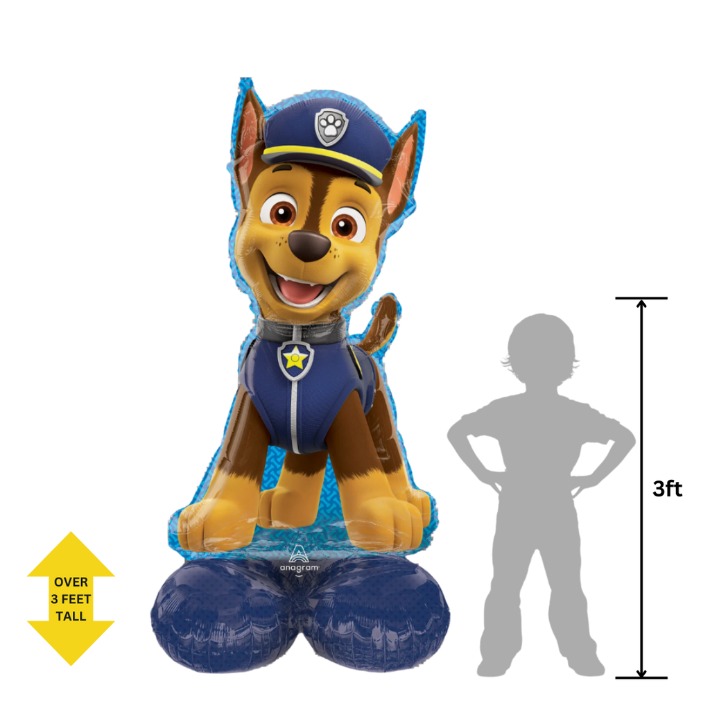 Blue and brown Chase balloon with police pup theme for kids birthday from Parte Haus party supply store in Bethesda MD