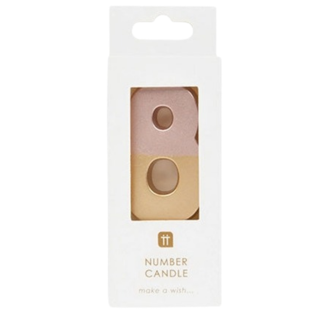 Pink and Gold Ombre 0-9 Number Candles