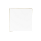 White square paper plate with gold rim for birthday or special event from Parte Haus party supply store in Bethesda MD