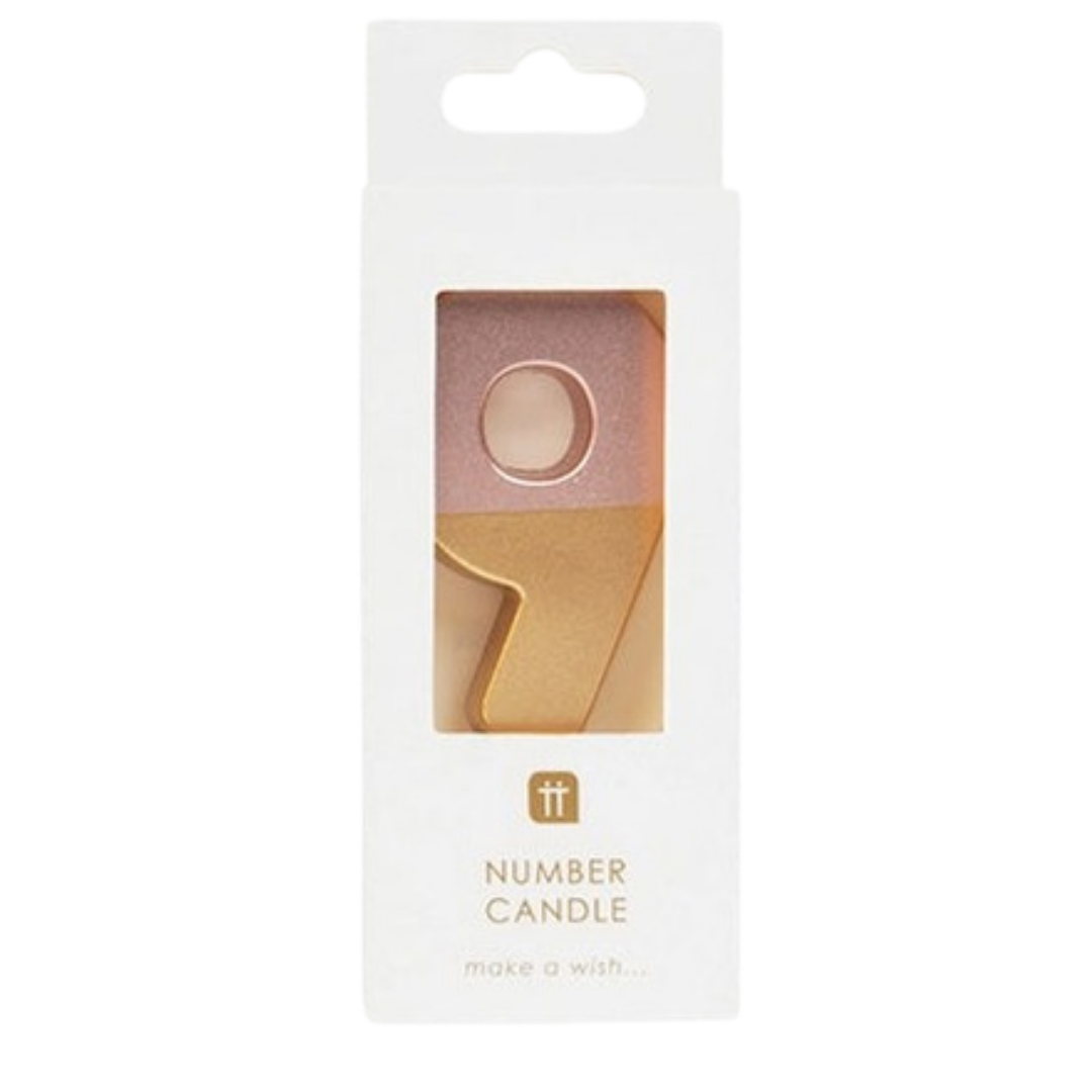 Pink and Gold Ombre 0-9 Number Candles