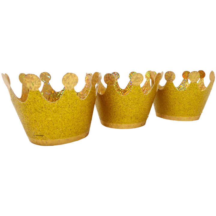 Gold glitter crown hats shiny accessory birthday celebration from Parte Haus party supply store in Bethesda MD