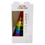 Rainbow metallic cone hats boxed birthday celebration from Parte Haus party supply store in Bethesda MD