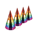 Rainbow cone hats shiny striped birthday from Parte Haus party supply store in Bethesda Maryland