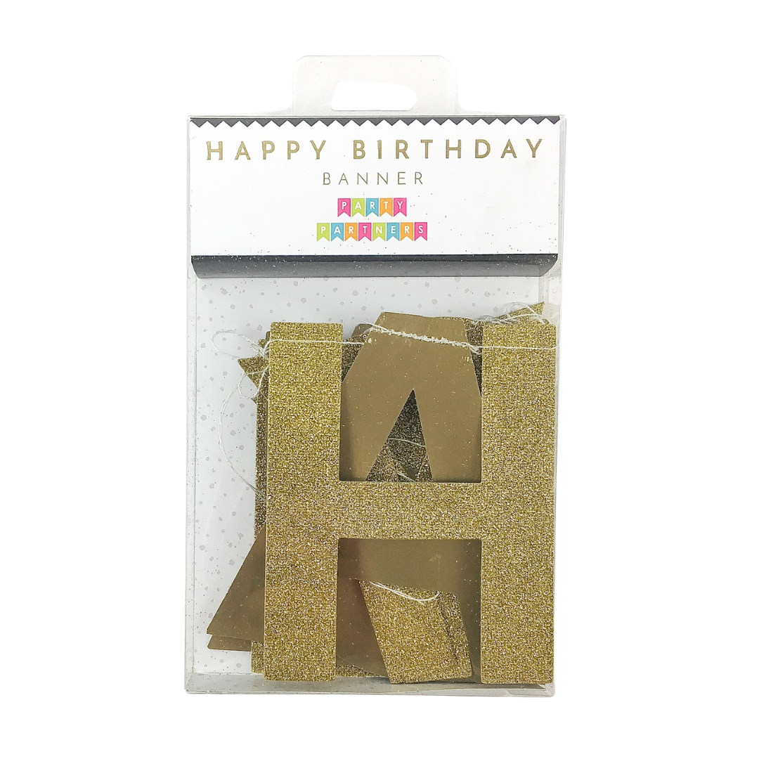 Gold "Happy Birthday" Banner