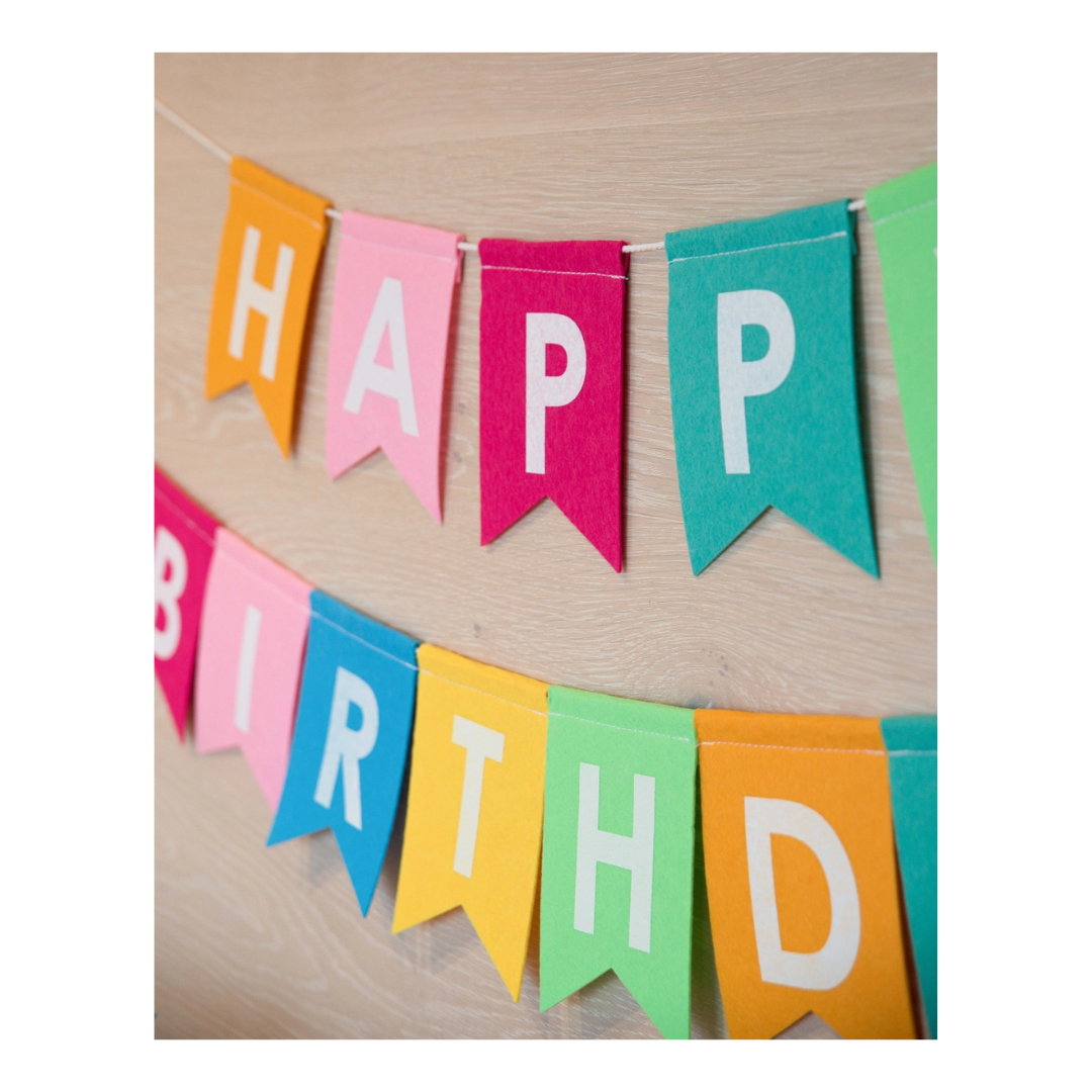 Colorful "Happy Birthday" Felt Banner