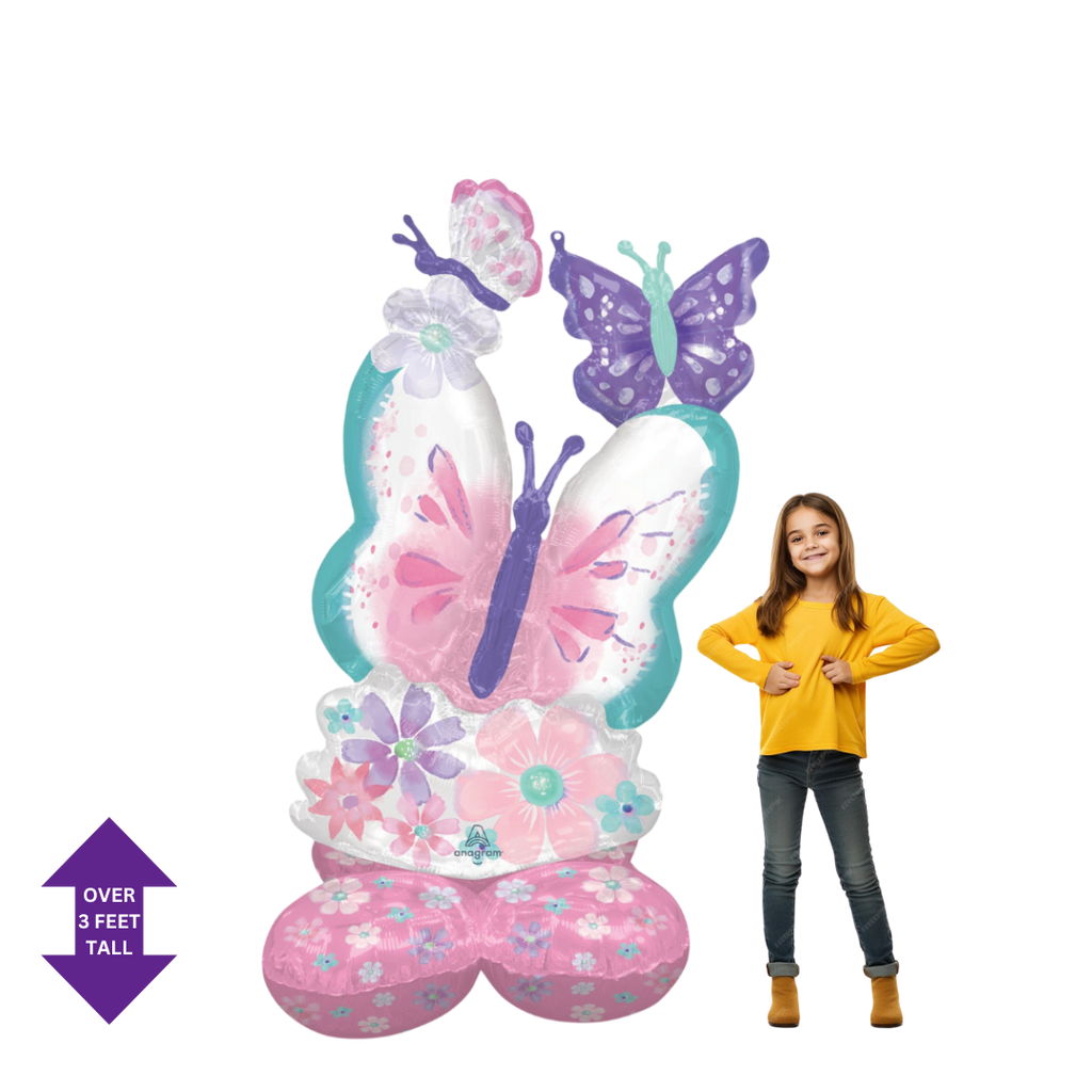 Pink and purple butterfly balloon centerpiece for birthday from Parte Haus party supply store in Bethesda MD