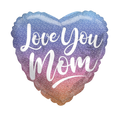 Purple ombre heart balloon with Love You Mom message for Mother’s Day from Parte Haus party supply store in Bethesda MD.