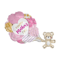 Pink and gold Mother's Day balloon bouquet with heart shapes and teddy bear from Parte Haus party supply store in Bethesda Maryland