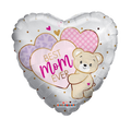 White heart shaped balloon with bear and hearts Mother’s Day from Parte Haus party supply store in Bethesda MD