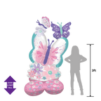 Pink purple and blue butterfly balloon bouquet with floral accents for birthday from Parte Haus party supply store in Bethesda Maryland