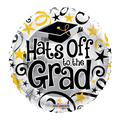 Gold and black graduation balloon with cap and stars for graduation from Parte Haus party supply store in Bethesda MD