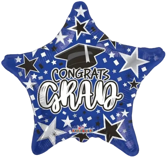 Green "Congrats Grad" Star Foil Balloon, 18in