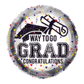 Black and white graduation balloon with confetti and way to go grad text graduation theme from Parte Haus party supply store in Bethesda Maryland
