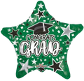 Green "Congrats Grad" Star Foil Balloon, 18in