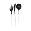 Black and White Bella Plastic Cutlery - 24 pcs