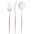 Fancy Blush Pink and White Cutlery - 24 pcs