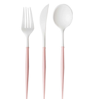 Fancy Blush Pink and White Cutlery - 24 pcs