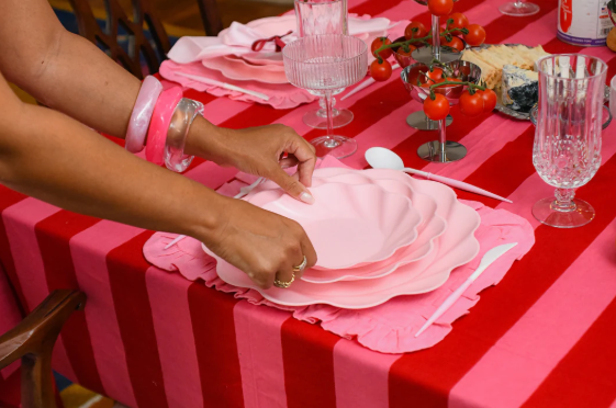 Fancy Blush Pink and White Cutlery - 24 pcs