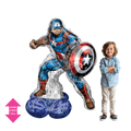 Blue Captain America balloon with shield superhero birthday decor from Parte Haus party supply store in Bethesda MD