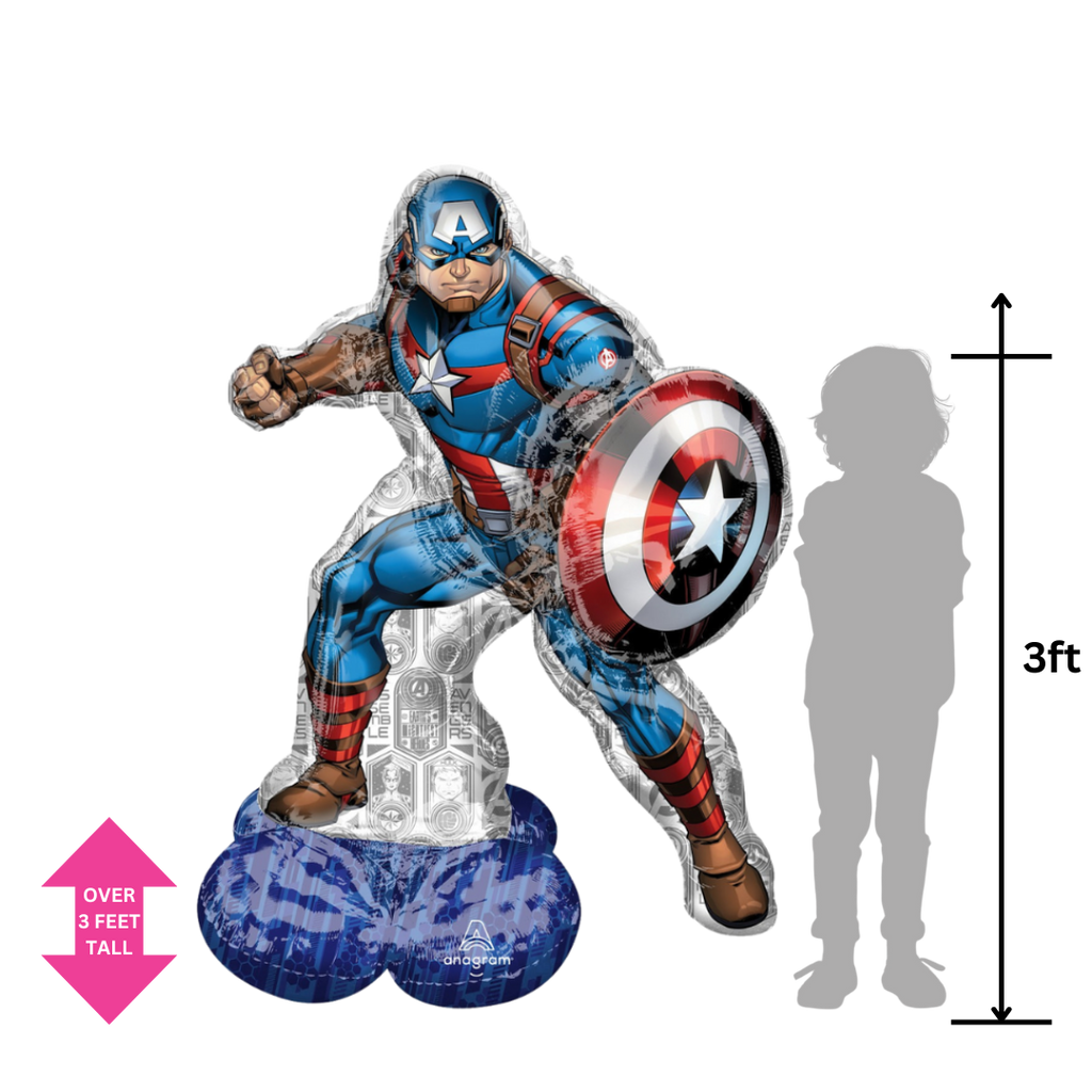 Red white and blue Captain America balloon superhero birthday theme from Parte Haus party supply store in Bethesda MD