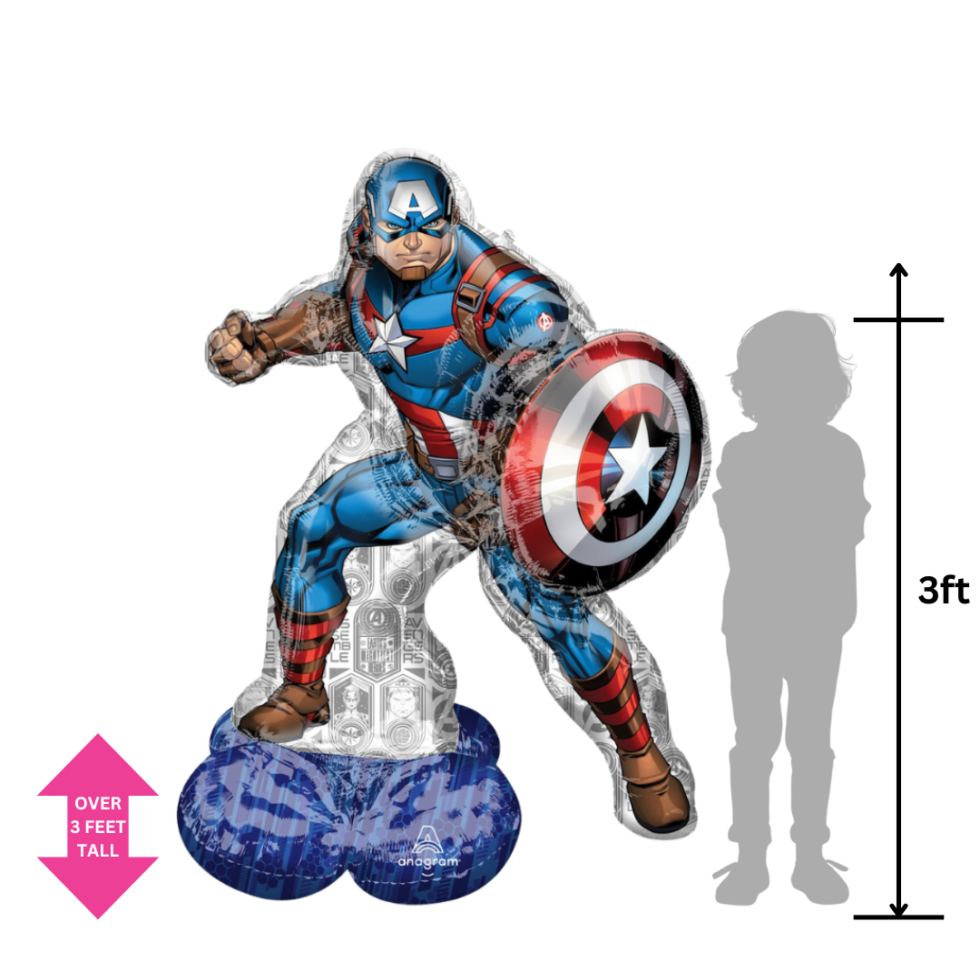 Red white and blue Captain America balloon superhero birthday theme from Parte Haus party supply store in Bethesda MD