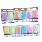Pastel glitter number candles for birthday cakes from Parte Haus party supply store in Bethesda Maryland