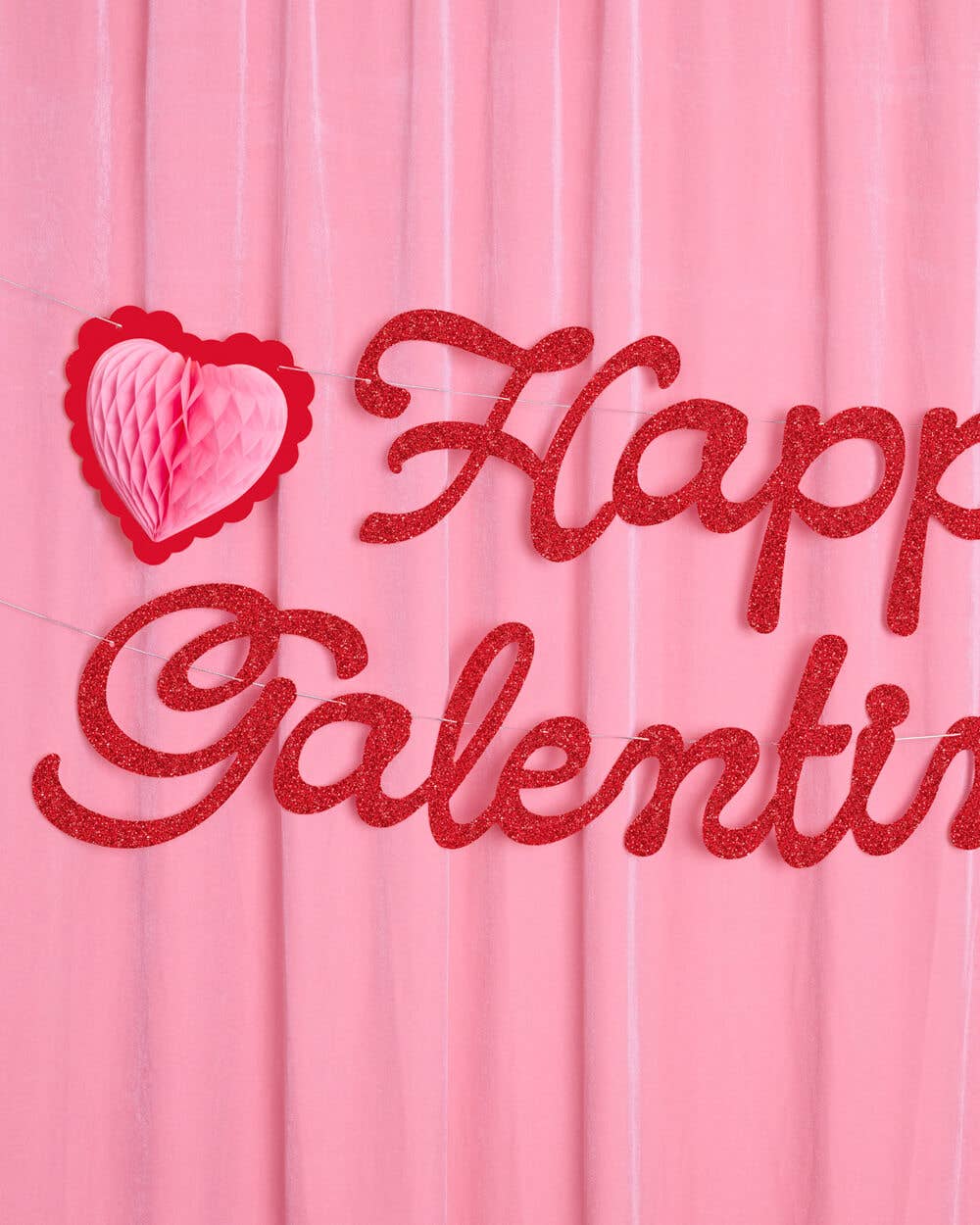 Red Hearts "Happy Galentine's Day" Banner Set