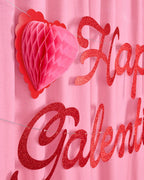 Red Hearts "Happy Galentine's Day" Banner Set