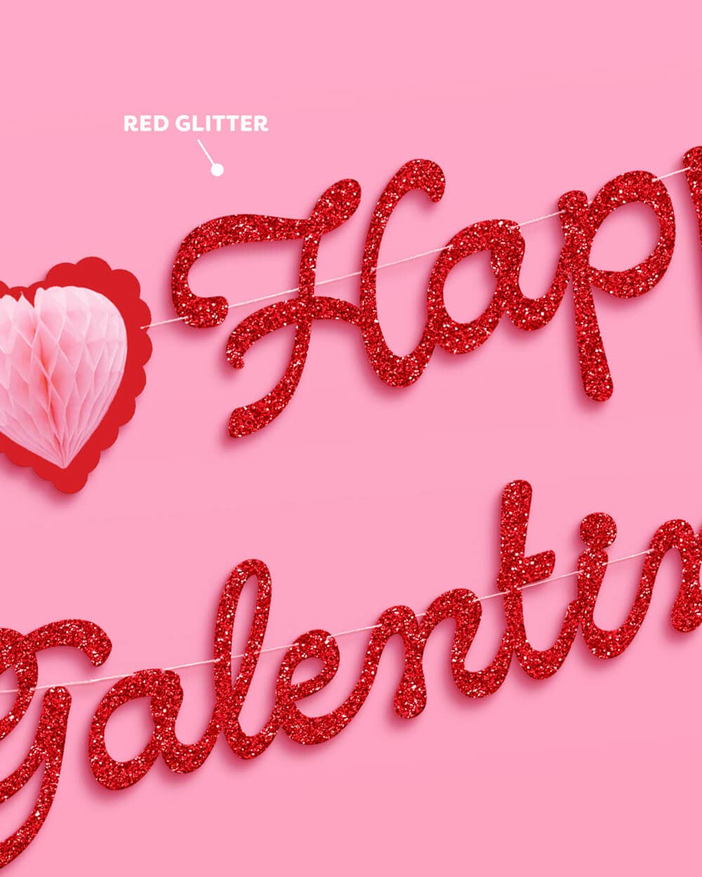 Red Hearts "Happy Galentine's Day" Banner Set