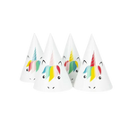 Colorful unicorn birthday hats with cartoon faces for kids party from Parte Haus party supply store in Bethesda Maryland