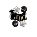 Black and silver graduation balloon set with cap design for graduation from Parte Haus party supply store in Bethesda Maryland