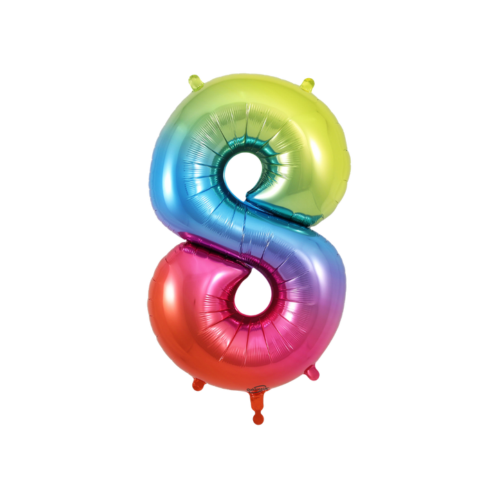 Rainbow Number 0 - 9 Foil Balloon, 34in